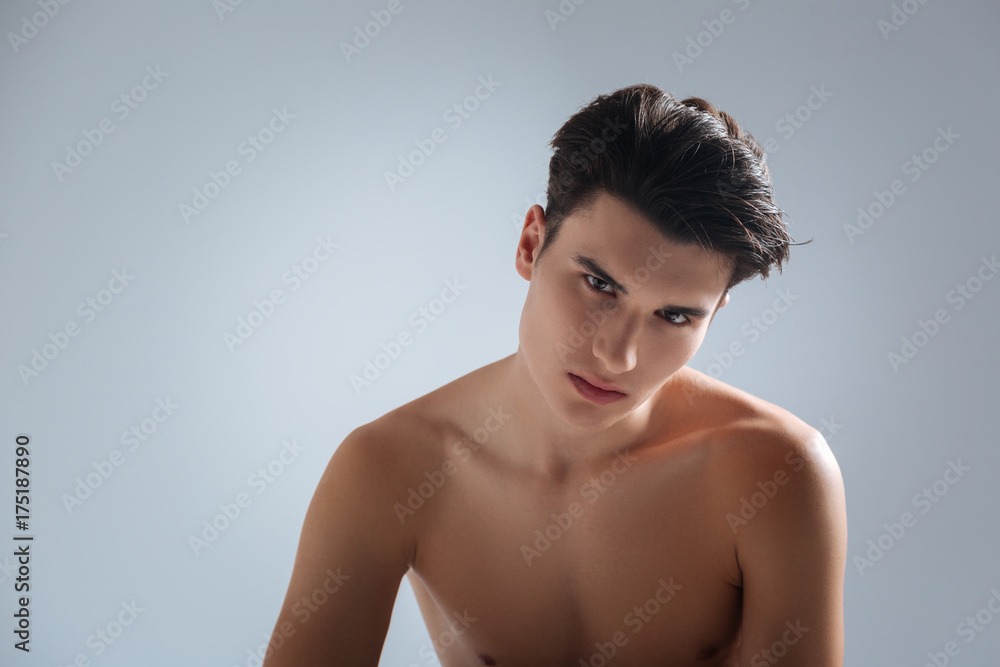 Portrait of brutal man that posing on camera Portrait of brutal man that posing on camera