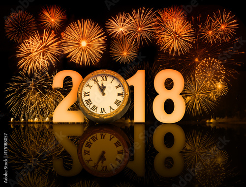 new year 2018 fireworks wit...
