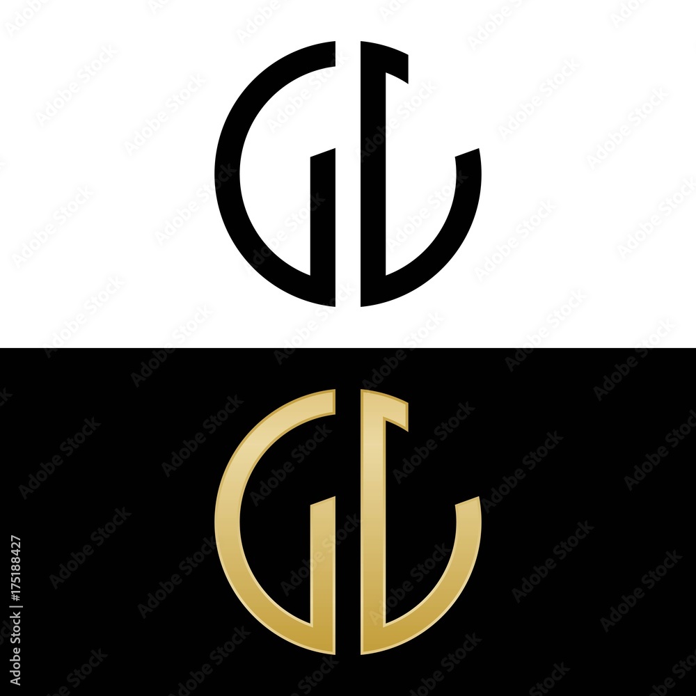 ll initial logo circle shape vector black and gold ll initial logo circle shape vector black and gold
