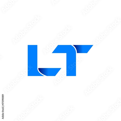 lt logo initial logo vector modern blue fold style