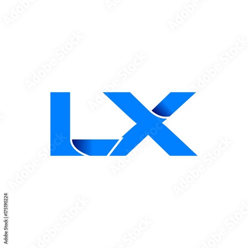 lx logo initial logo vector modern blue fold style