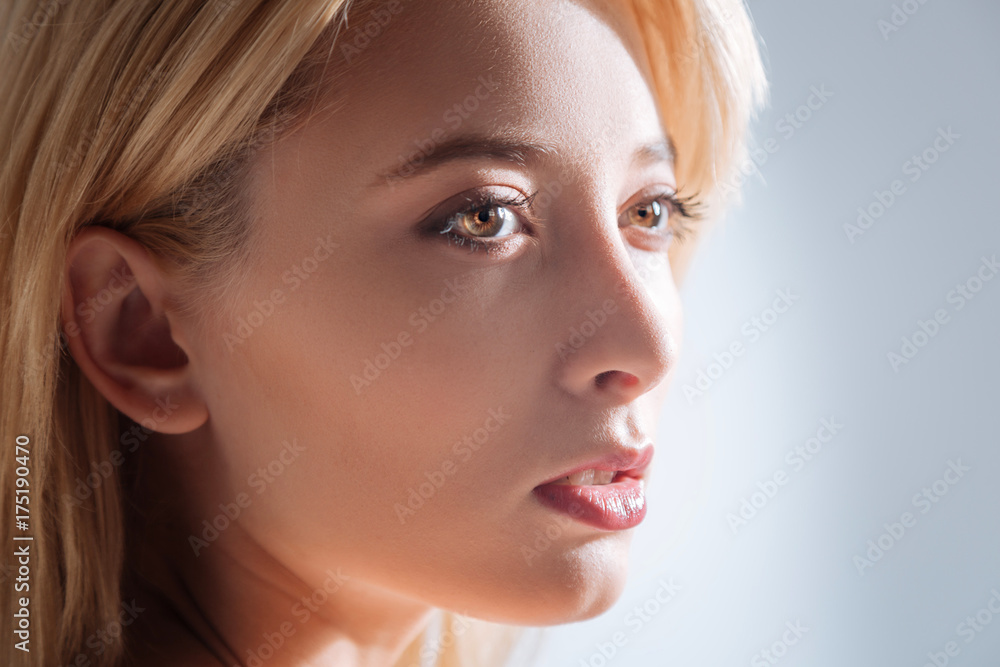 Portrait of amazing blonde that being deep in thoughts Portrait of amazing blonde that being deep in thoughts