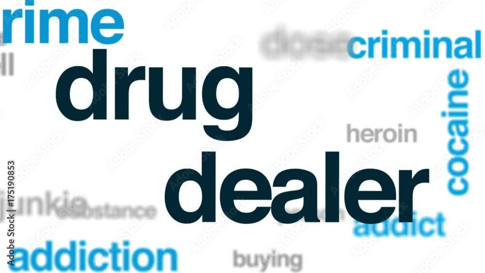 Drug dealer animated word cloud, text design animation. Drug dealer animated word cloud, text design animation.