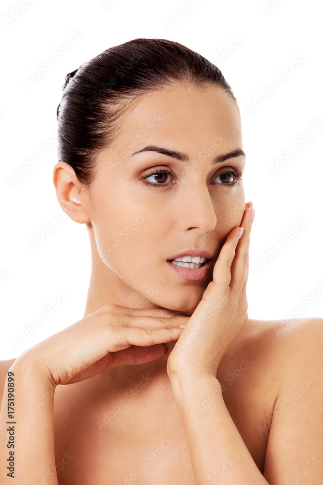 Beauty woman face with perfect fresh clean skin
