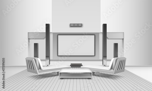Home Cinema Interior In White Tones