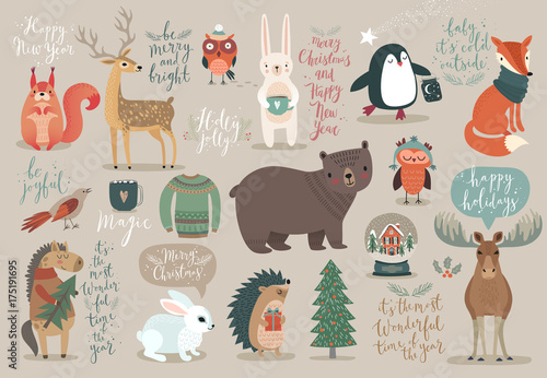 Christmas set, hand drawn style