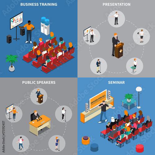 Public Speakers Isometric Design Concept