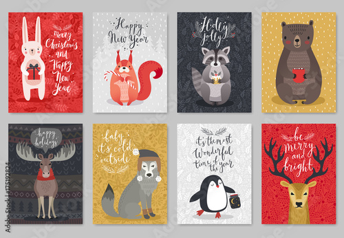 Christmas animals card set