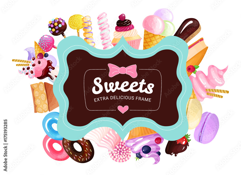 Trendy Sweets Frame Background Stock Vector | Adobe Stock