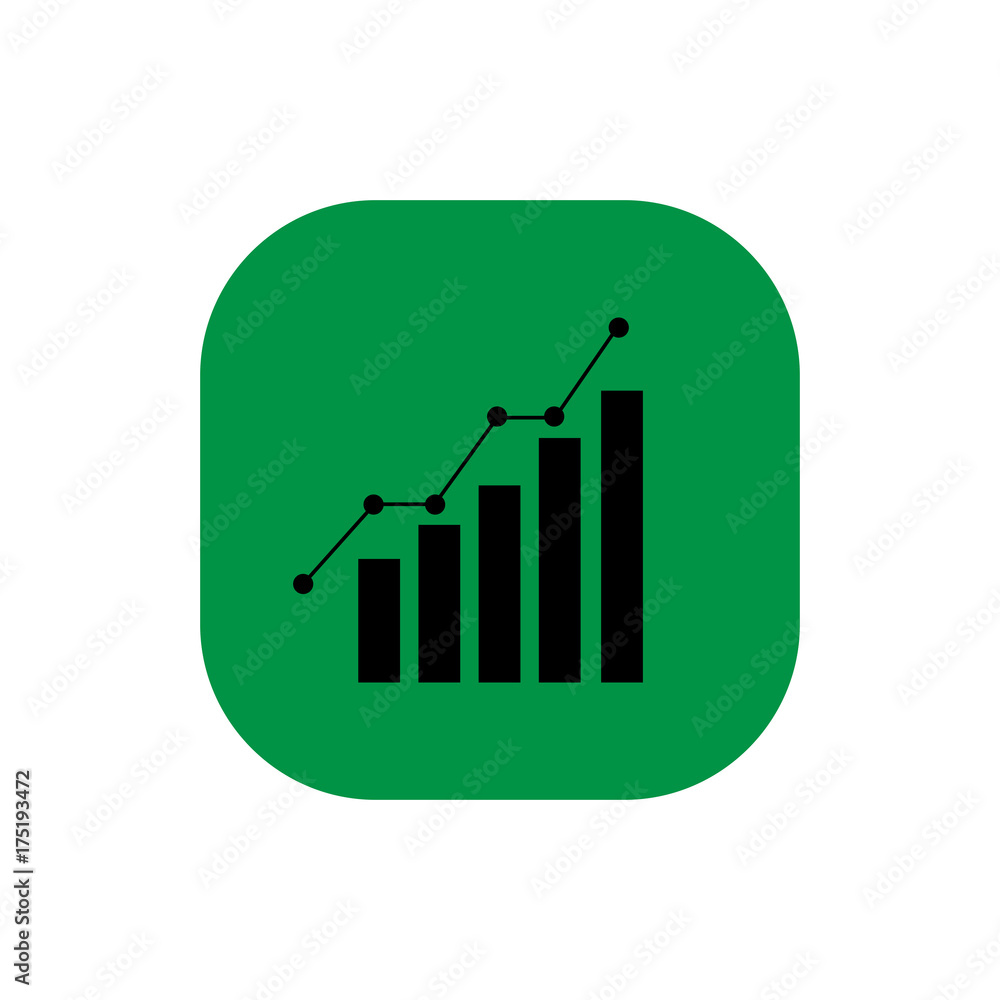 Growth graph business square flat icon vector