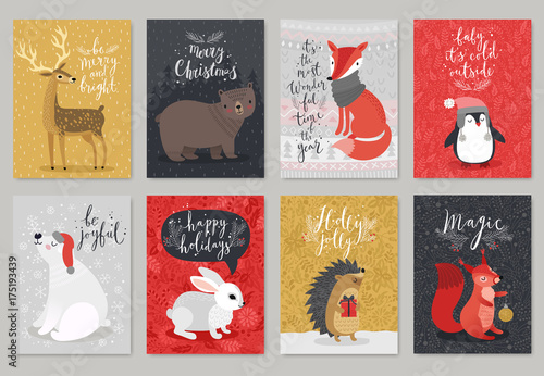 Christmas animals card set