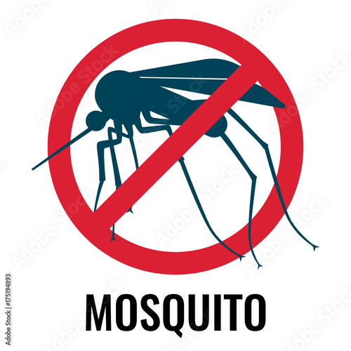 Anti-mosquito label depicting fly in circle vector illustration