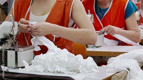 Female workers on the sowing machines
