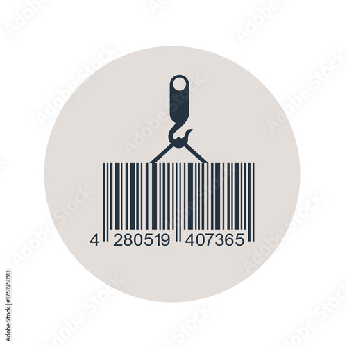 Icono plano codigo de barras carga en circulo gris