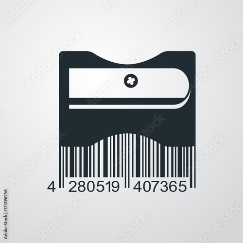 Icono plano codigo de barras sacapuntas en fondo degradado