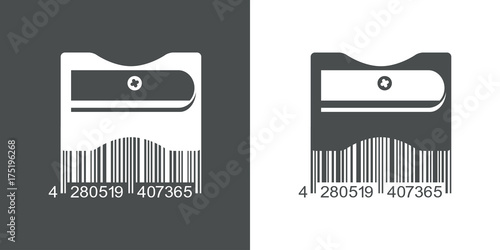 Icono plano codigo de barras sacapuntas gris y blanco