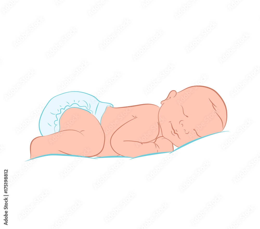 Premium Vector  Linear baby illustration vector new born baby line art  isolated on white