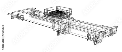 Overhead crane sketch. Vector