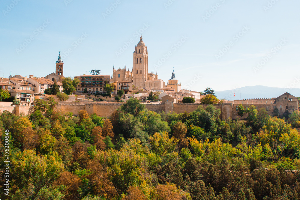 Autumn landscape of Segovia city in Spain