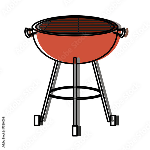 bbq grill front view watercolor silhouette
