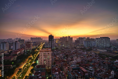 Aerial view of Hanoi cityscape at Hoang Quoc Viet street, Cau Giay district, Hanoi