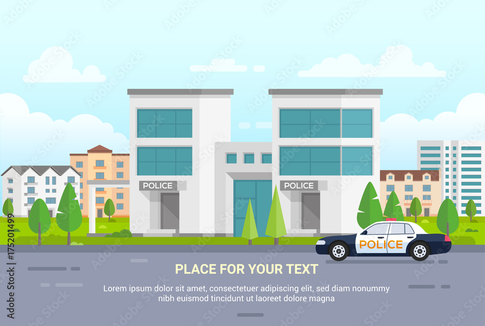 City police station with place for text - modern vector illustration City police station with place for text - modern vector illustration