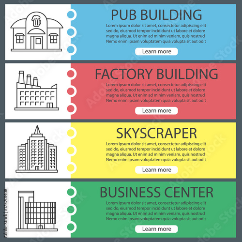 City buildings web banner templates set