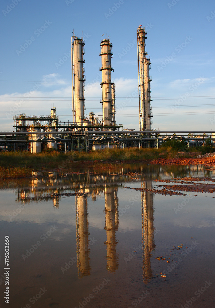 Reflection of petrochemical industry on blue sky1