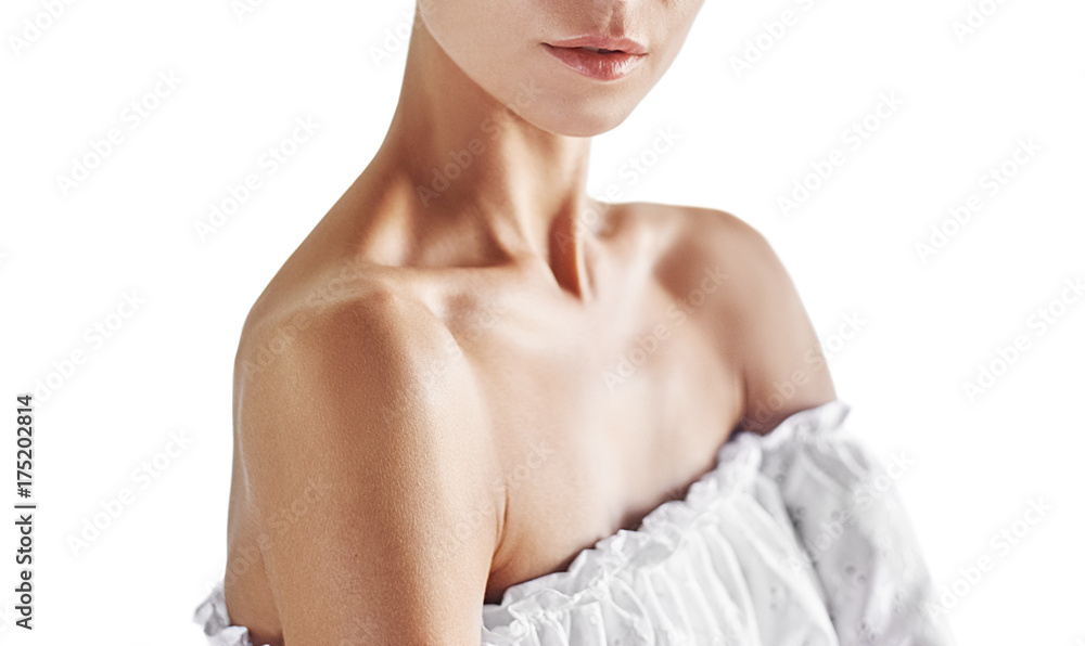 Obraz premium Beautiful Woman shoulder lips and nose