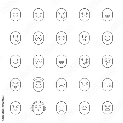 Smileys linear icons set