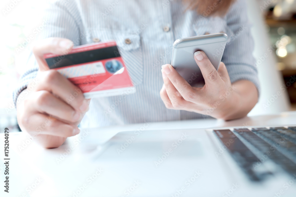 Online shopping. Customer shopping online pay by credit card. Online shopping. Customer shopping online pay by credit card.