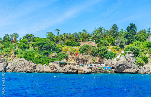 Rocky landscape of Antalya coastline photo