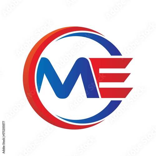me logo vector modern initial swoosh circle blue and red