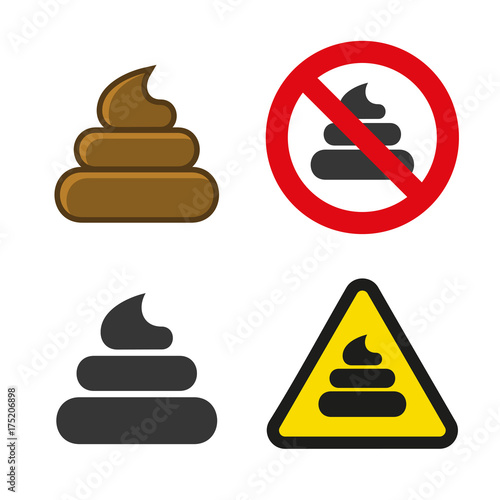 Poo Icon and Sign Set. Vector