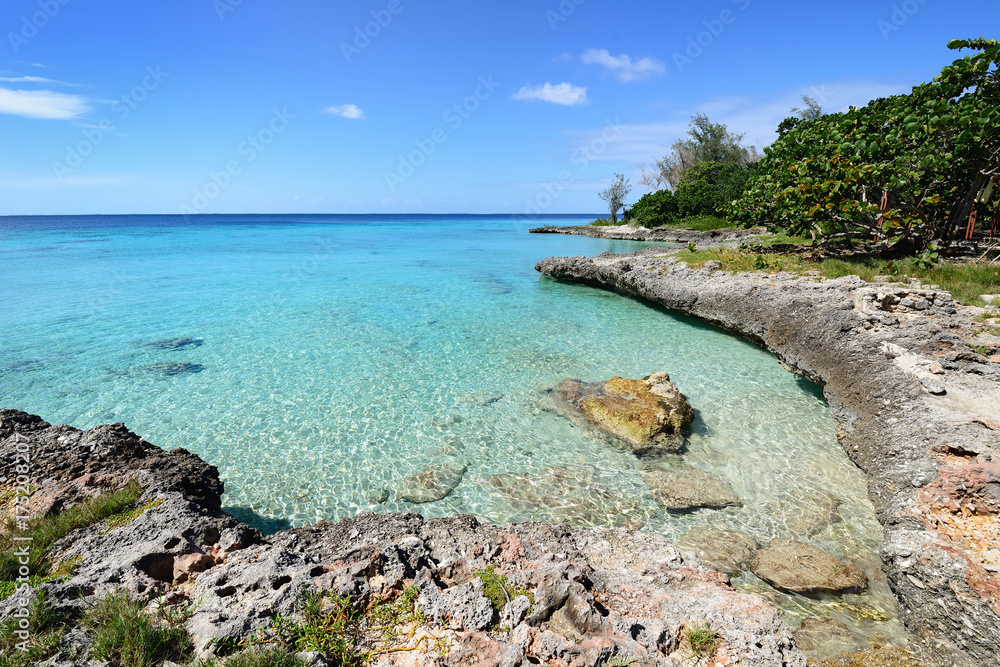 Coral beaches and turquoise water on the wild noon coast of Cuba