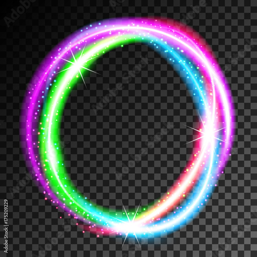 Abstract neon frame on transparent background. Vector Illustration