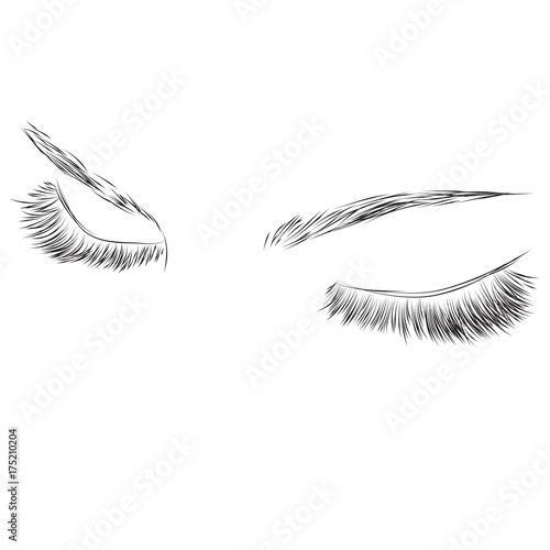 Beautiful woman closed  eyes with long eyelashes vector illustration