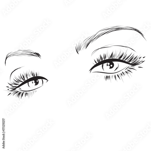 Beautiful woman eyes with long eyelashes vector illustration