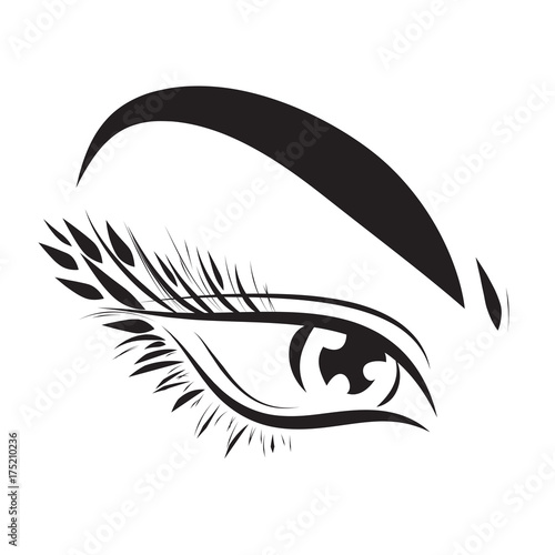 Beautiful woman eye with long eyelashes and vector ilustration