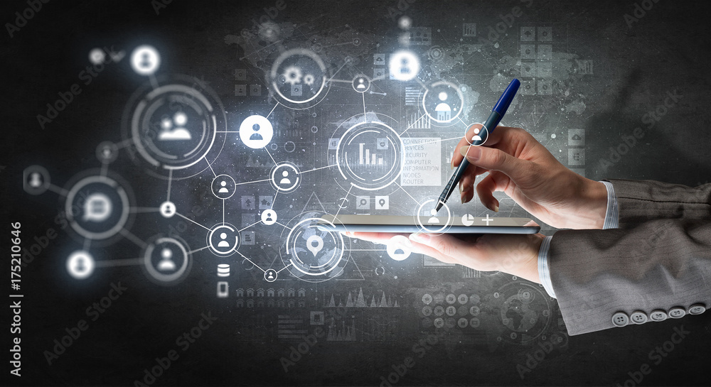 Fototapeta premium Social networking connection. Mixed media