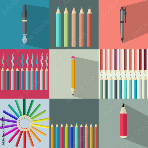 Set Buntstifte Flat Icon