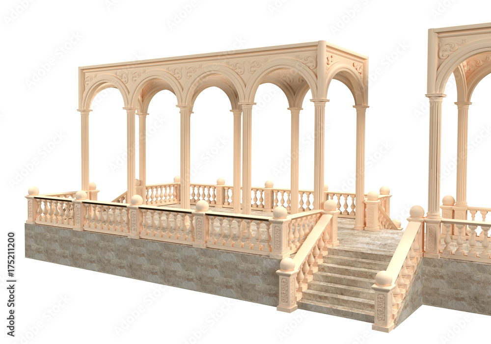 Portico on a white background with clipping path 3D rendering Stock ...