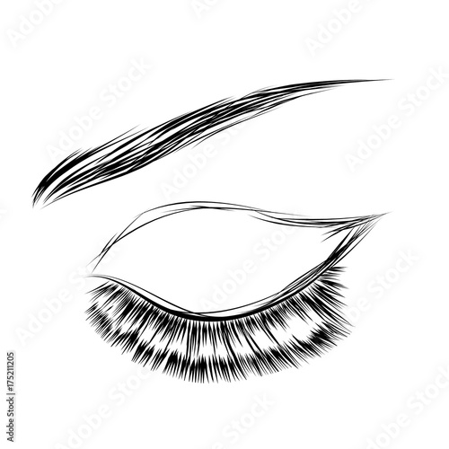 Beautiful woman closed  eye with long eyelashes Vector illustration