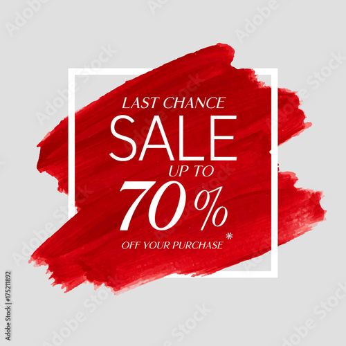 Final Sale up to 70% off sign over watercolor art brush stroke paint abstract background vector illustration. Perfect acrylic design for a shop and sale banners. photo