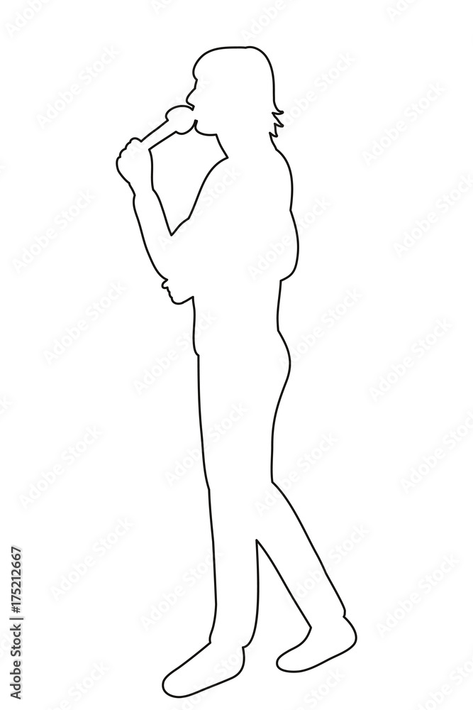 Fototapeta premium sketch man sings, singer