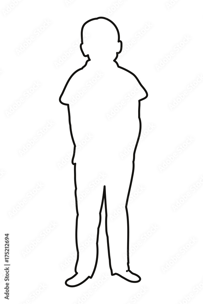  isolated sketch, outlines child boy