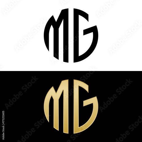 mg initial logo circle shape vector black and gold
