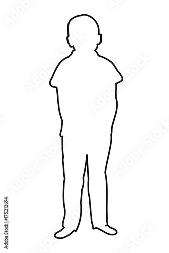  isolated sketch  outlines child boy