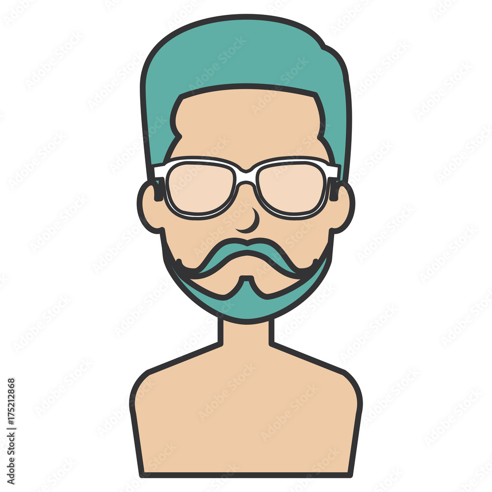 young man shirtless with glasses avatar character