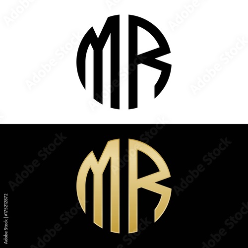 mr initial logo circle shape vector black and gold